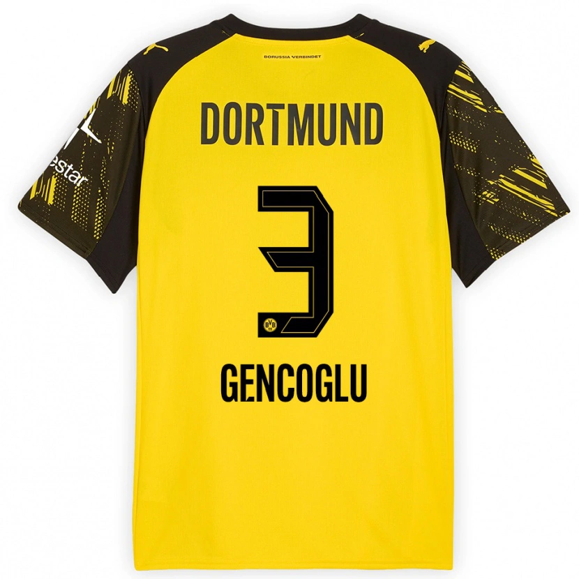 Danxen Kinderen Tekin Gencoglu #3 Geel Zwart Thuisshirt Thuistenue 2025/26 T-Shirt