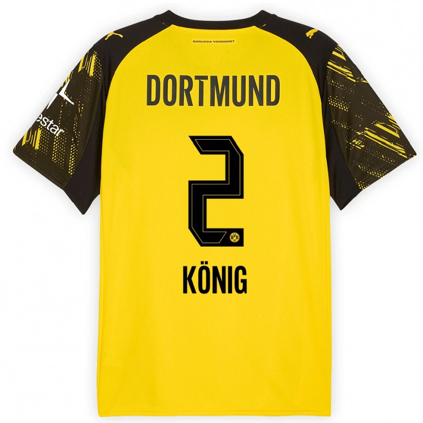 Danxen Kinderen Niklas König #2 Geel Zwart Thuisshirt Thuistenue 2025/26 T-Shirt
