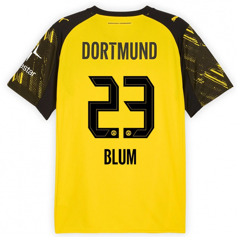 Danxen Kinderen Caroline Blum #23 Geel Zwart Thuisshirt Thuistenue 2025/26 T-Shirt