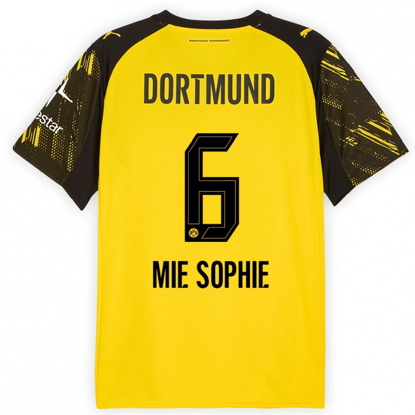 Danxen Kinderen Sando Mie Sophie #6 Geel Zwart Thuisshirt Thuistenue 2025/26 T-Shirt