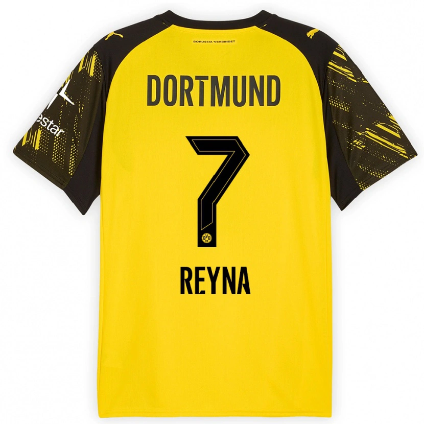Danxen Kinderen Giovanni Reyna #7 Geel Zwart Thuisshirt Thuistenue 2025/26 T-Shirt