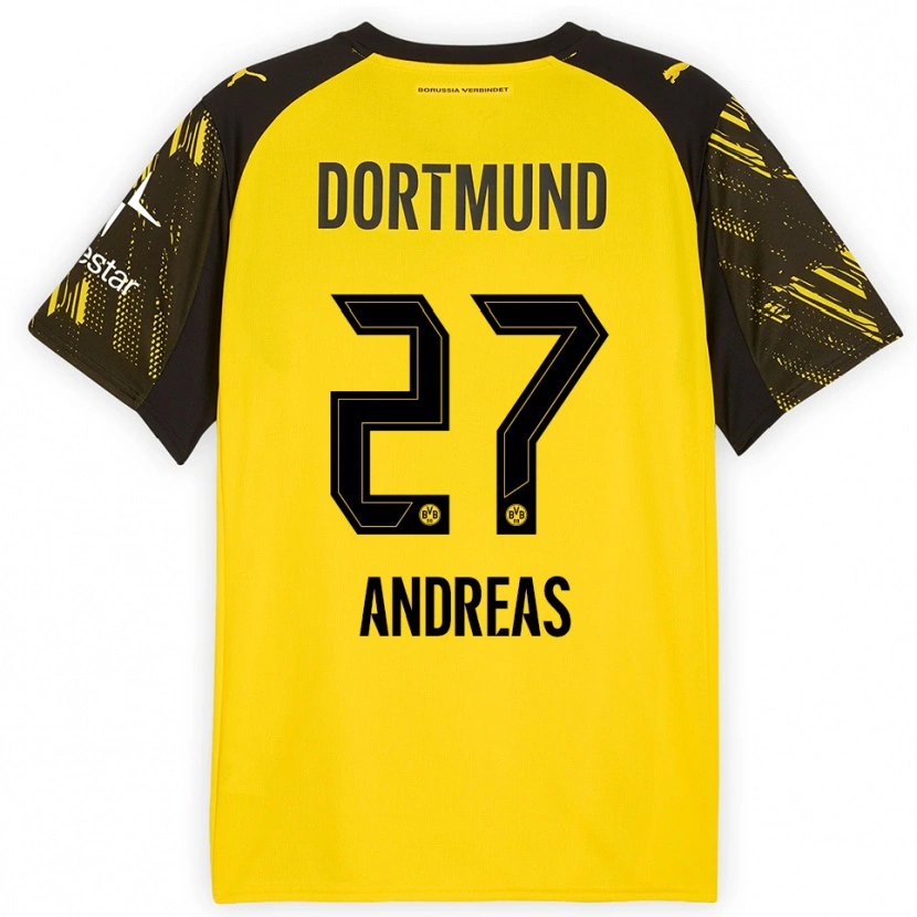 Danxen Kinderen Kuno Andreas #27 Geel Zwart Thuisshirt Thuistenue 2025/26 T-Shirt