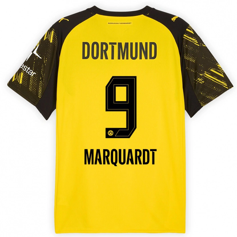 Danxen Kinderen Dana Marquardt #9 Geel Zwart Thuisshirt Thuistenue 2025/26 T-Shirt