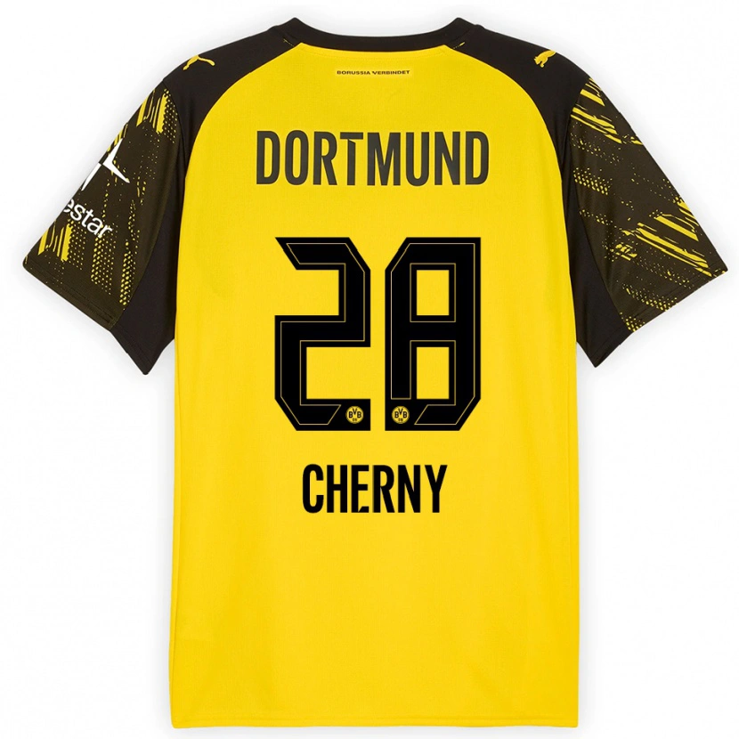 Danxen Kinderen Nick Cherny #28 Geel Zwart Thuisshirt Thuistenue 2025/26 T-Shirt