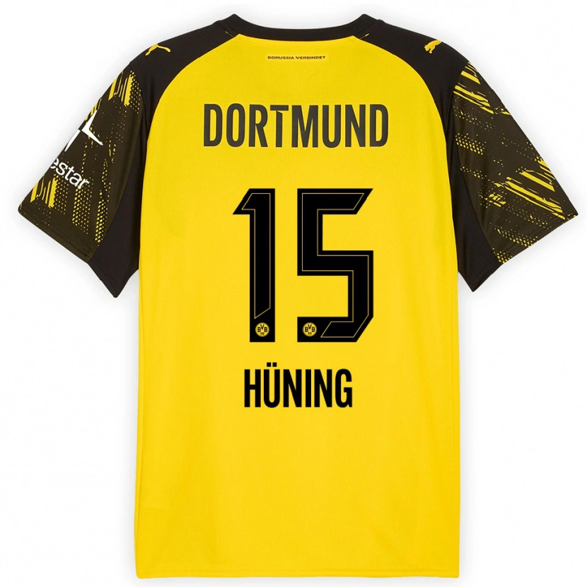 Danxen Kinderen Ben Hüning #15 Geel Zwart Thuisshirt Thuistenue 2025/26 T-Shirt