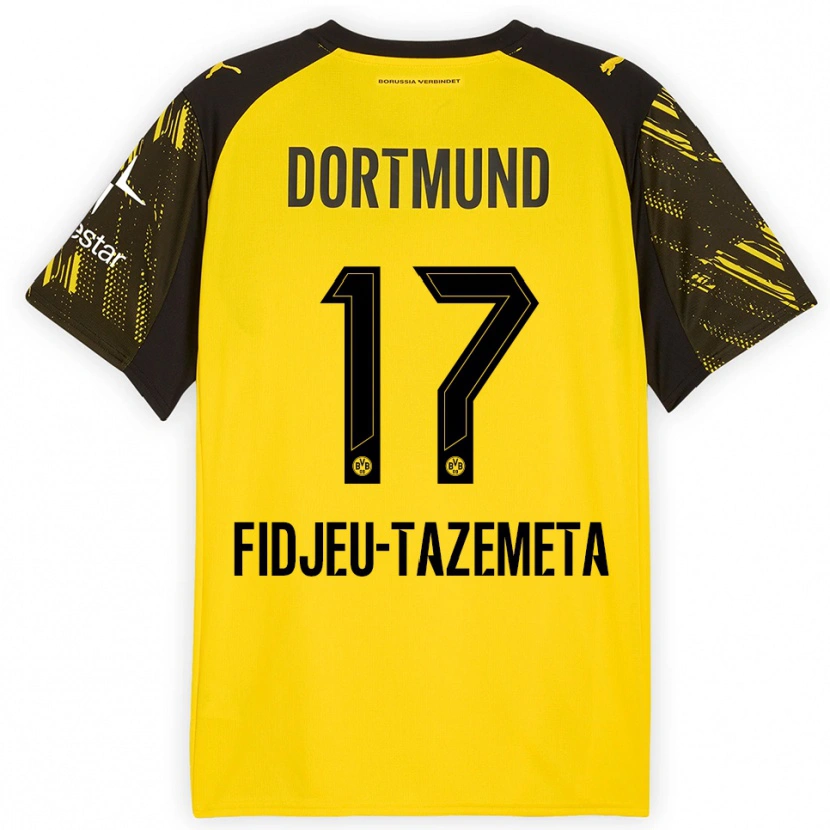 Danxen Kinderen Thierry Fidjeu-Tazemeta #17 Geel Zwart Thuisshirt Thuistenue 2025/26 T-Shirt