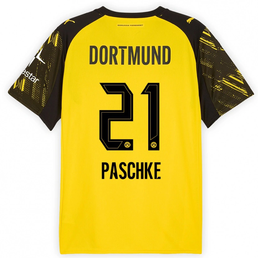 Danxen Kinderen Felix Paschke #21 Geel Zwart Thuisshirt Thuistenue 2025/26 T-Shirt