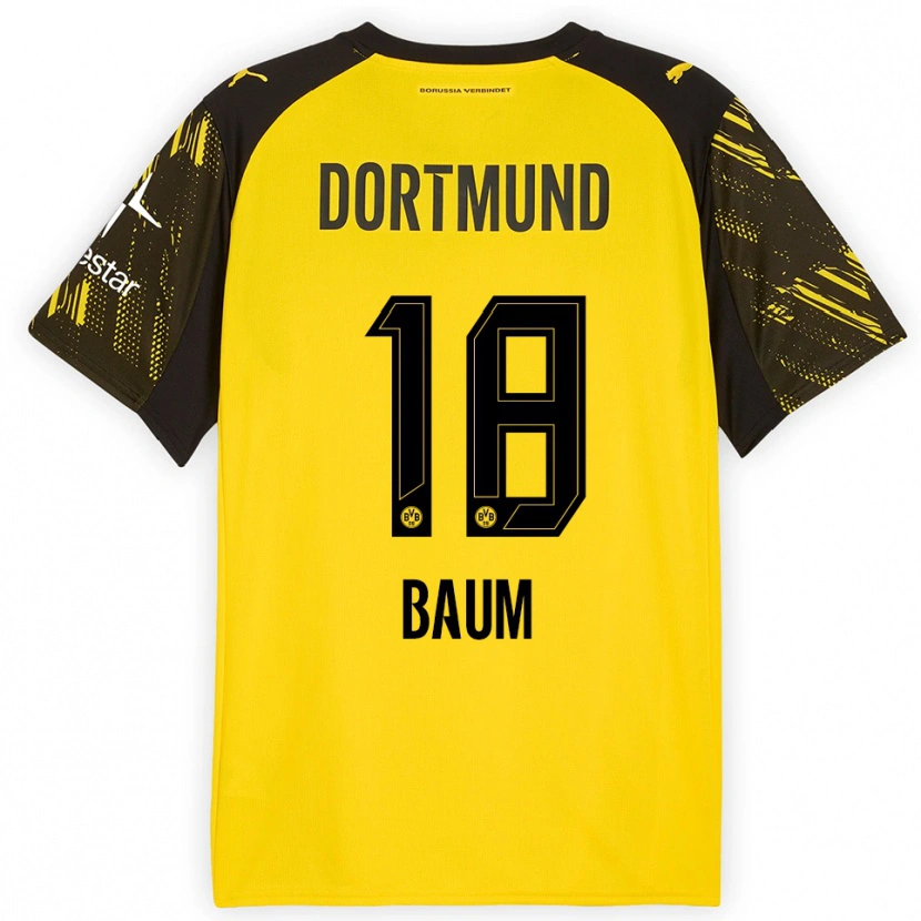 Danxen Kinderen Celina Baum #18 Geel Zwart Thuisshirt Thuistenue 2025/26 T-Shirt
