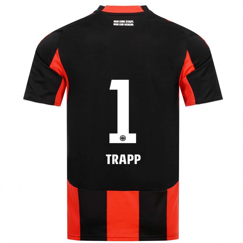 Danxen Kinderen Kevin Trapp #1 Zwart Rood Thuisshirt Thuistenue 2025/26 T-Shirt