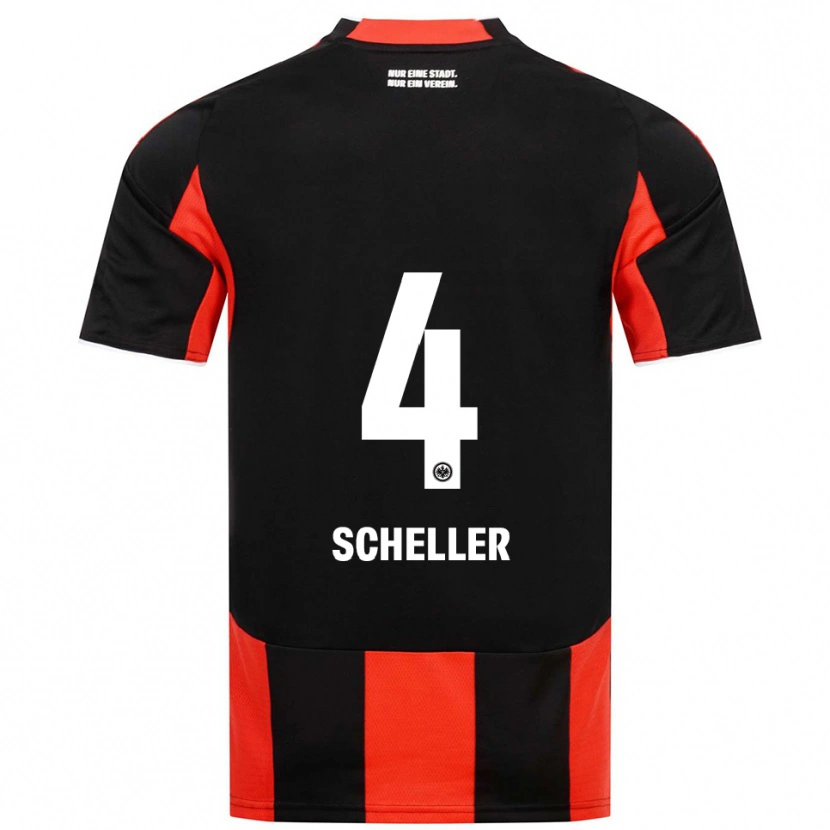 Danxen Kinderen Niklas Scheller #4 Zwart Rood Thuisshirt Thuistenue 2025/26 T-Shirt