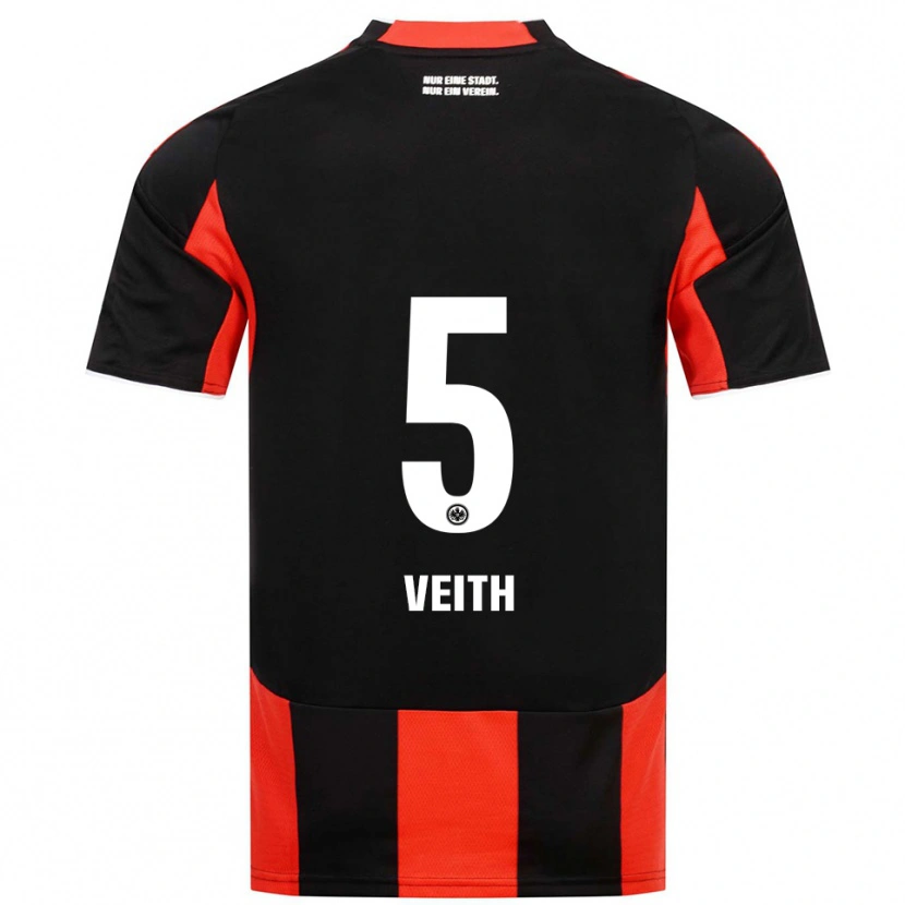 Danxen Kinderen Titus Veith #5 Zwart Rood Thuisshirt Thuistenue 2025/26 T-Shirt
