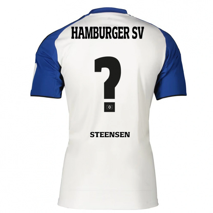 Danxen Kinderen Mika Steensen #0 Wit Blauw Thuisshirt Thuistenue 2025/26 T-Shirt