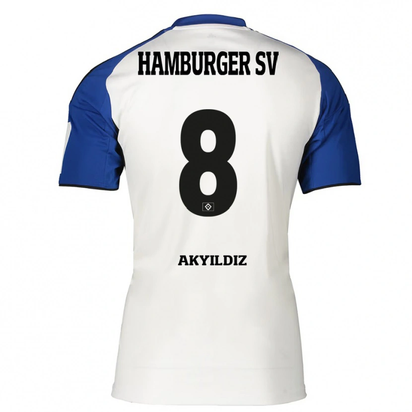 Danxen Kinderen Liam Akyildiz #8 Wit Blauw Thuisshirt Thuistenue 2025/26 T-Shirt