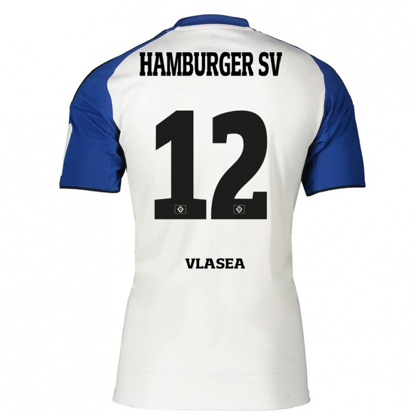 Danxen Kinderen Lucian-Octavian Vlasea #12 Wit Blauw Thuisshirt Thuistenue 2025/26 T-Shirt
