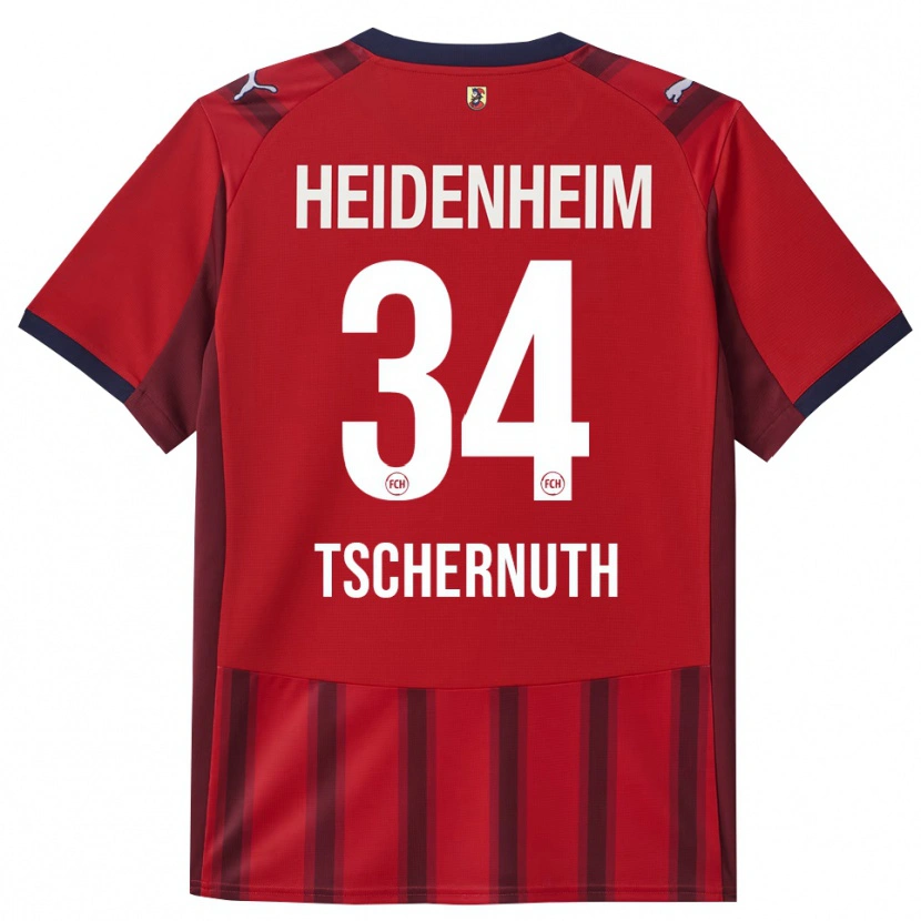 Danxen Kinderen Paul Tschernuth #34 Rood Marineblauw Thuisshirt Thuistenue 2025/26 T-Shirt