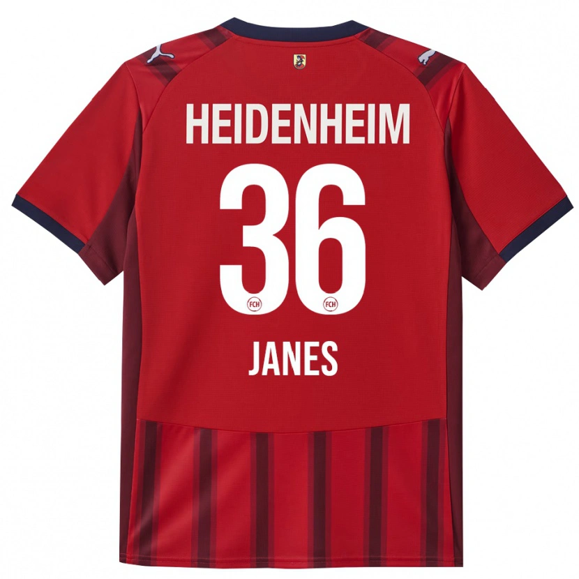 Danxen Kinderen Luka Janes #36 Rood Marineblauw Thuisshirt Thuistenue 2025/26 T-Shirt