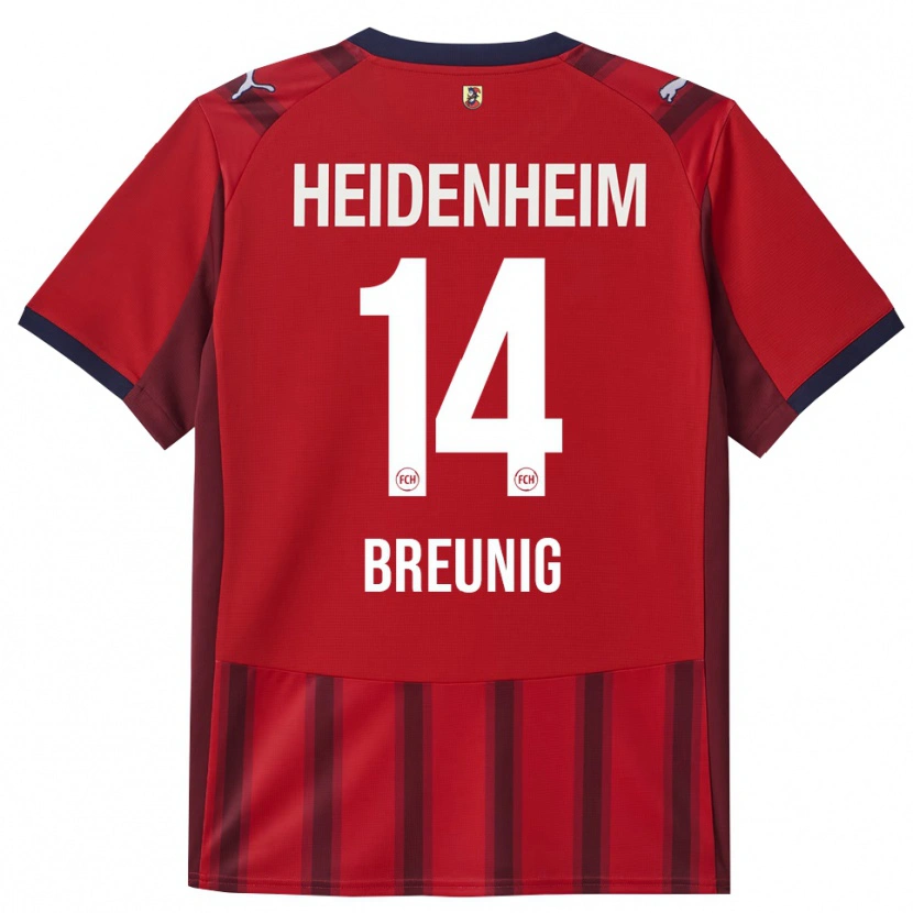 Danxen Kinderen Maximilian Breunig #14 Rood Marineblauw Thuisshirt Thuistenue 2025/26 T-Shirt