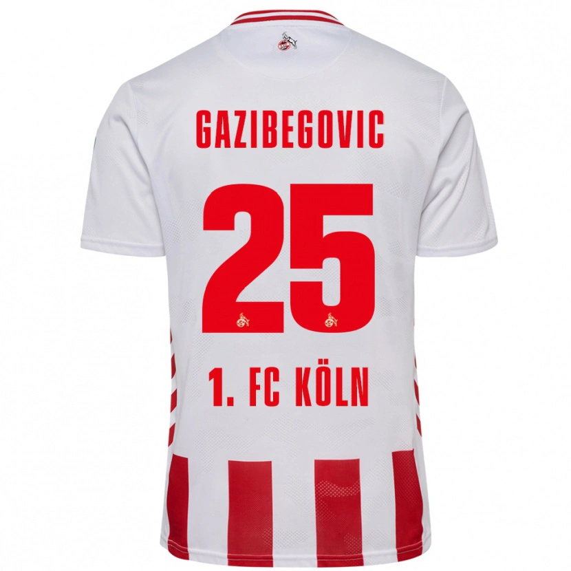 Danxen Kinderen Jusuf Gazibegovic #25 Wit Rood Thuisshirt Thuistenue 2025/26 T-Shirt