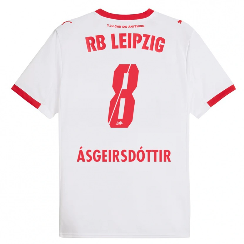Danxen Kinderen Emilía Kiær Ásgeirsdóttir #8 Wit Rood Thuisshirt Thuistenue 2025/26 T-Shirt