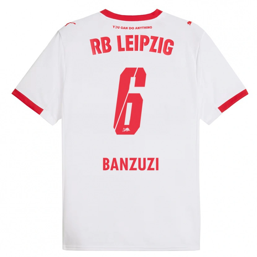 Danxen Kinderen Ezechiel Banzuzi #6 Wit Rood Thuisshirt Thuistenue 2025/26 T-Shirt