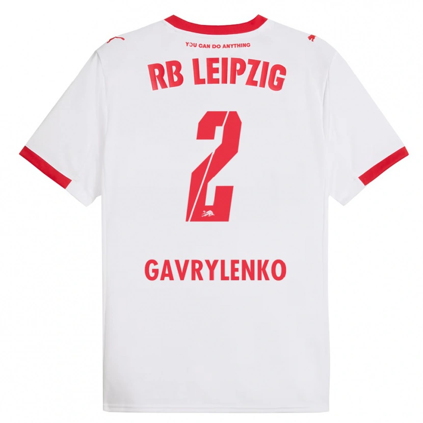 Danxen Kinderen Oleksandr Gavrylenko #2 Wit Rood Thuisshirt Thuistenue 2025/26 T-Shirt