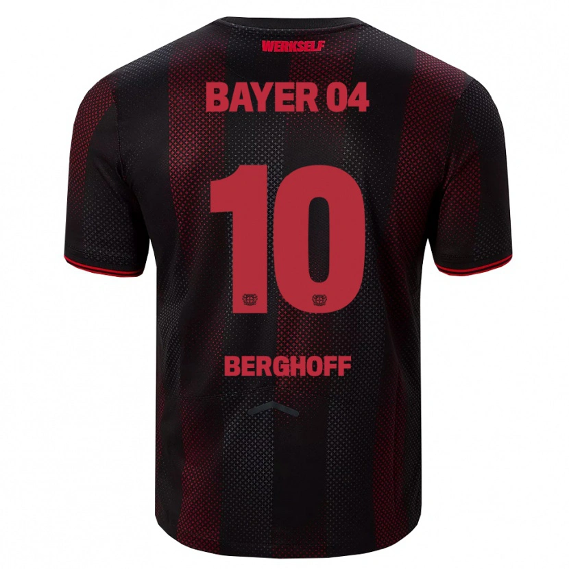 Danxen Kinderen Jonah Berghoff #10 Zwart Rood Thuisshirt Thuistenue 2025/26 T-Shirt