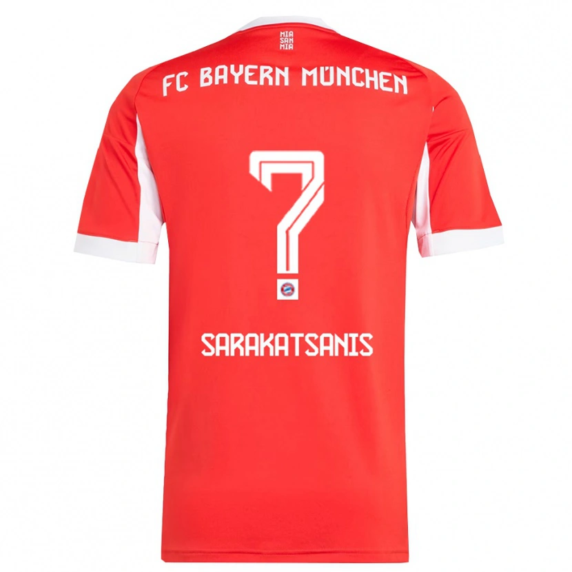 Danxen Kinderen Angelos Sarakatsanis #0 Wit Rood Thuisshirt Thuistenue 2025/26 T-Shirt