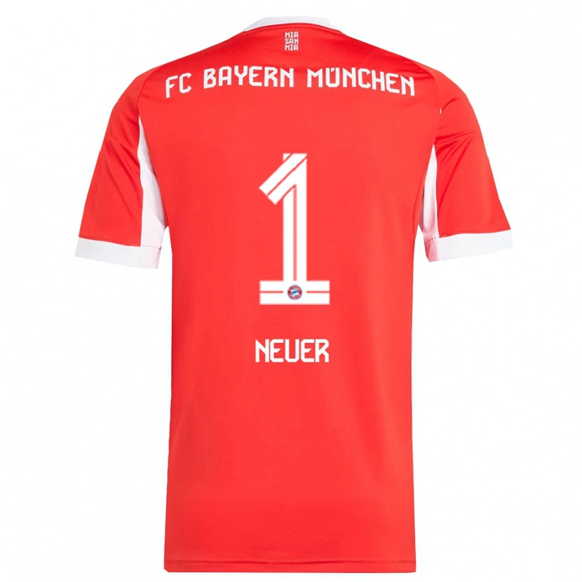 Danxen Kinderen Manuel Neuer #1 Wit Rood Thuisshirt Thuistenue 2025/26 T-Shirt