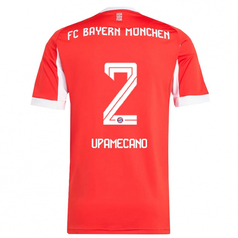 Danxen Kinderen Dayot Upamecano #2 Wit Rood Thuisshirt Thuistenue 2025/26 T-Shirt