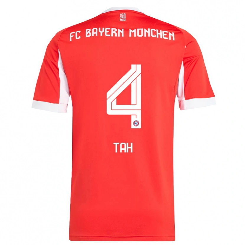 Danxen Kinderen Jonathan Tah #4 Wit Rood Thuisshirt Thuistenue 2025/26 T-Shirt