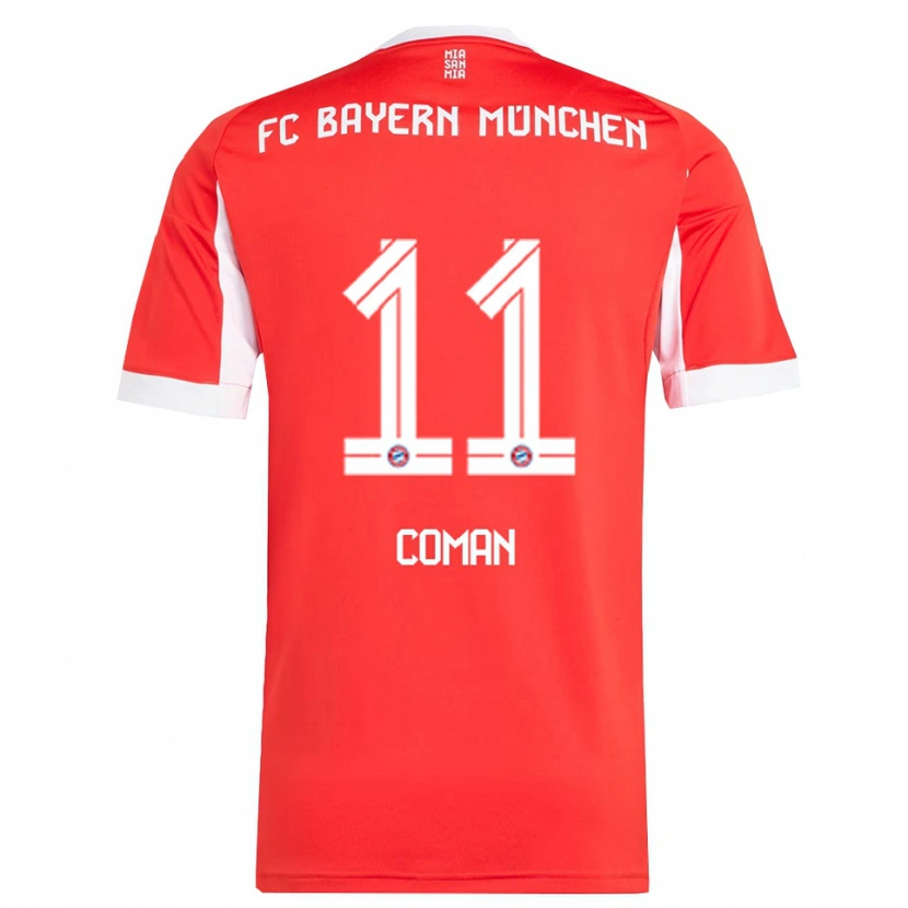 Danxen Kinderen Kingsley Coman #11 Wit Rood Thuisshirt Thuistenue 2025/26 T-Shirt