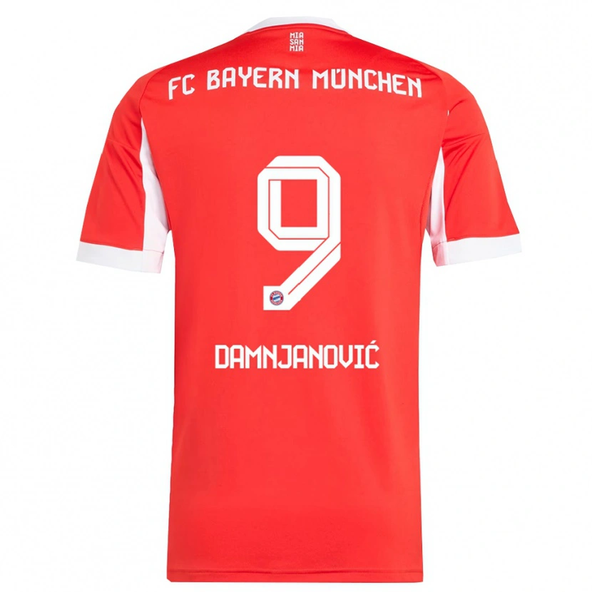 Danxen Kinderen Jovana Damnjanović #9 Wit Rood Thuisshirt Thuistenue 2025/26 T-Shirt