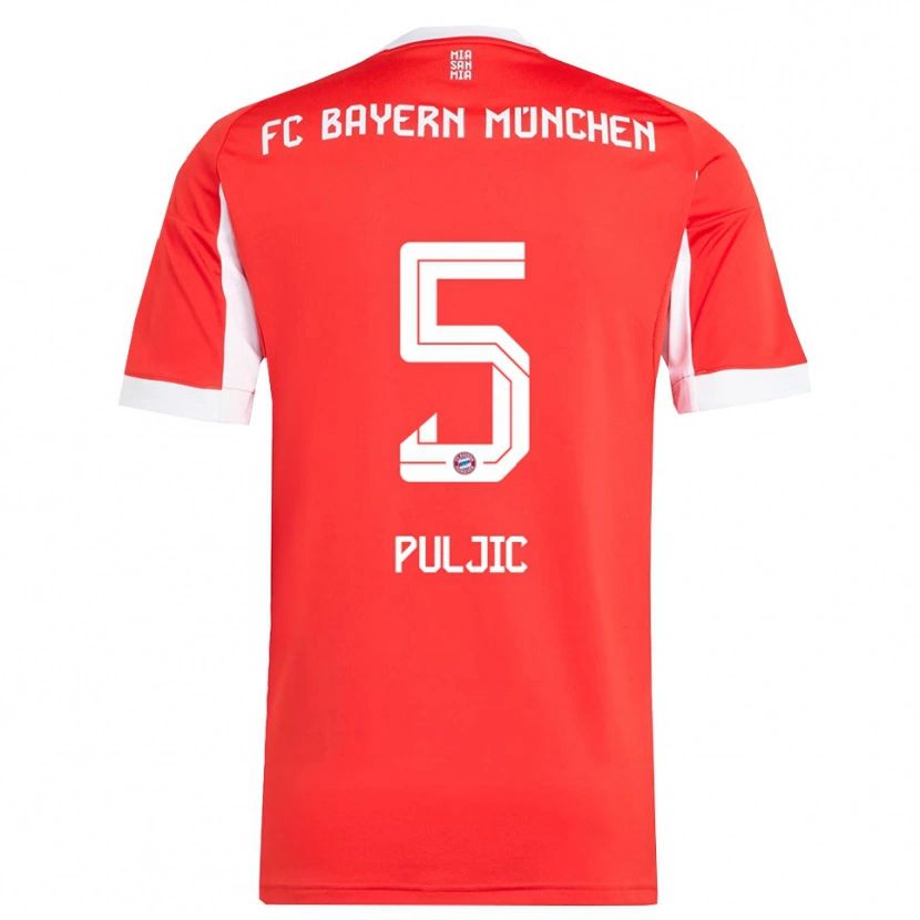 Danxen Kinderen Ljubo Puljic #5 Wit Rood Thuisshirt Thuistenue 2025/26 T-Shirt