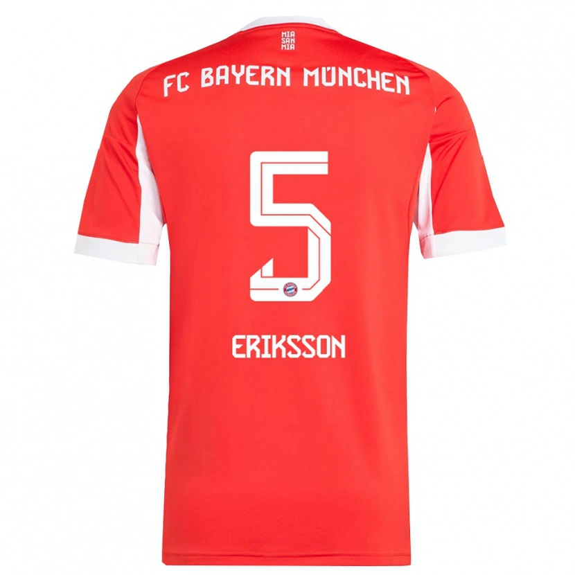Danxen Kinderen Magdalena Eriksson #5 Wit Rood Thuisshirt Thuistenue 2025/26 T-Shirt