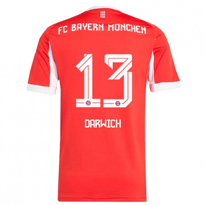 Danxen Kinderen Maher Darwich #13 Wit Rood Thuisshirt Thuistenue 2025/26 T-Shirt