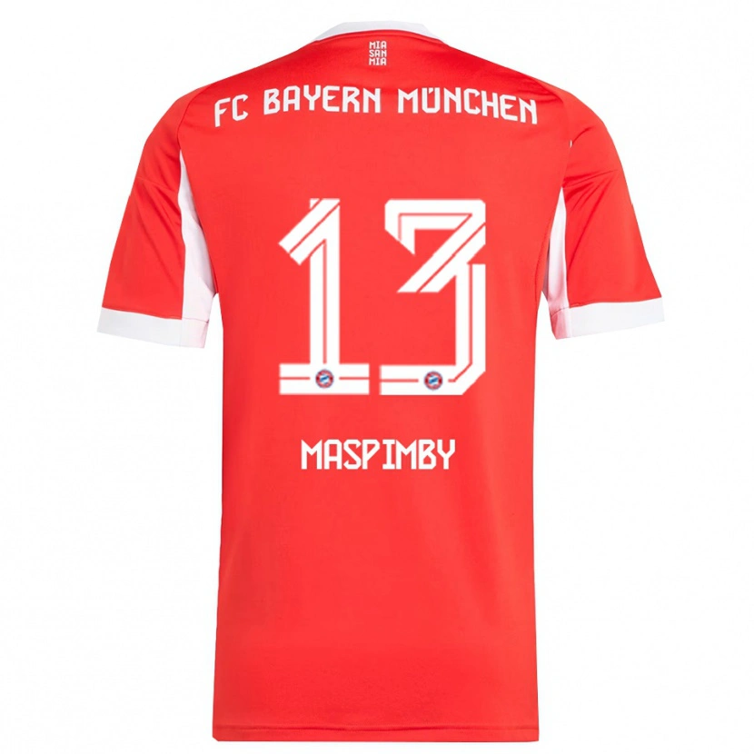 Danxen Kinderen Thibault Maspimby #13 Wit Rood Thuisshirt Thuistenue 2025/26 T-Shirt