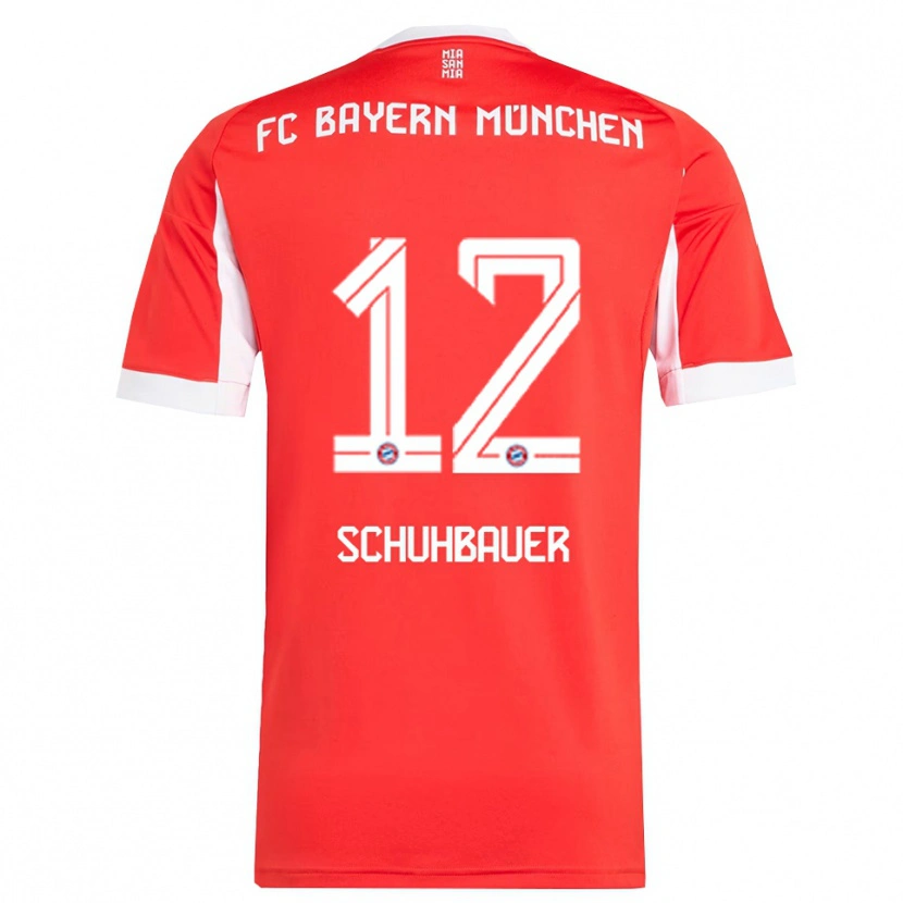 Danxen Kinderen Maximilian Schuhbauer #12 Wit Rood Thuisshirt Thuistenue 2025/26 T-Shirt