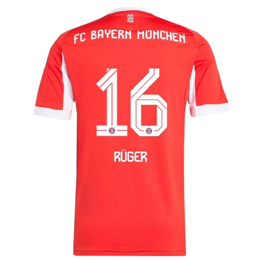 Danxen Kinderen Kurt Rüger #16 Wit Rood Thuisshirt Thuistenue 2025/26 T-Shirt