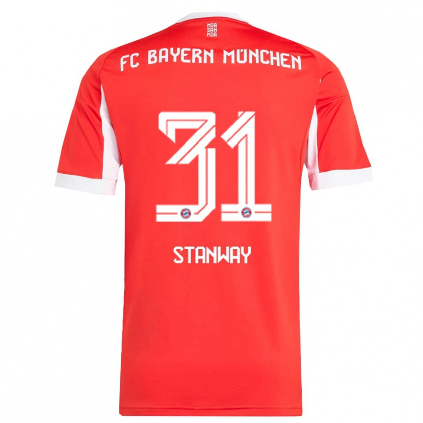 Danxen Kinderen Georgia Stanway #31 Wit Rood Thuisshirt Thuistenue 2025/26 T-Shirt