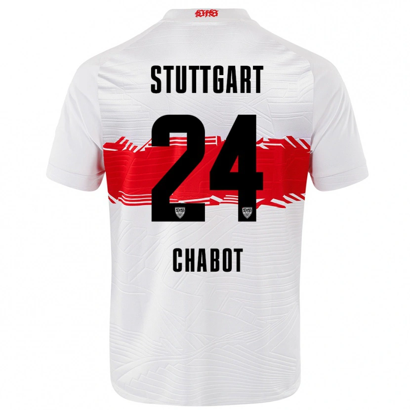 Danxen Kinderen Jeff Chabot #24 Wit Rood Thuisshirt Thuistenue 2025/26 T-Shirt