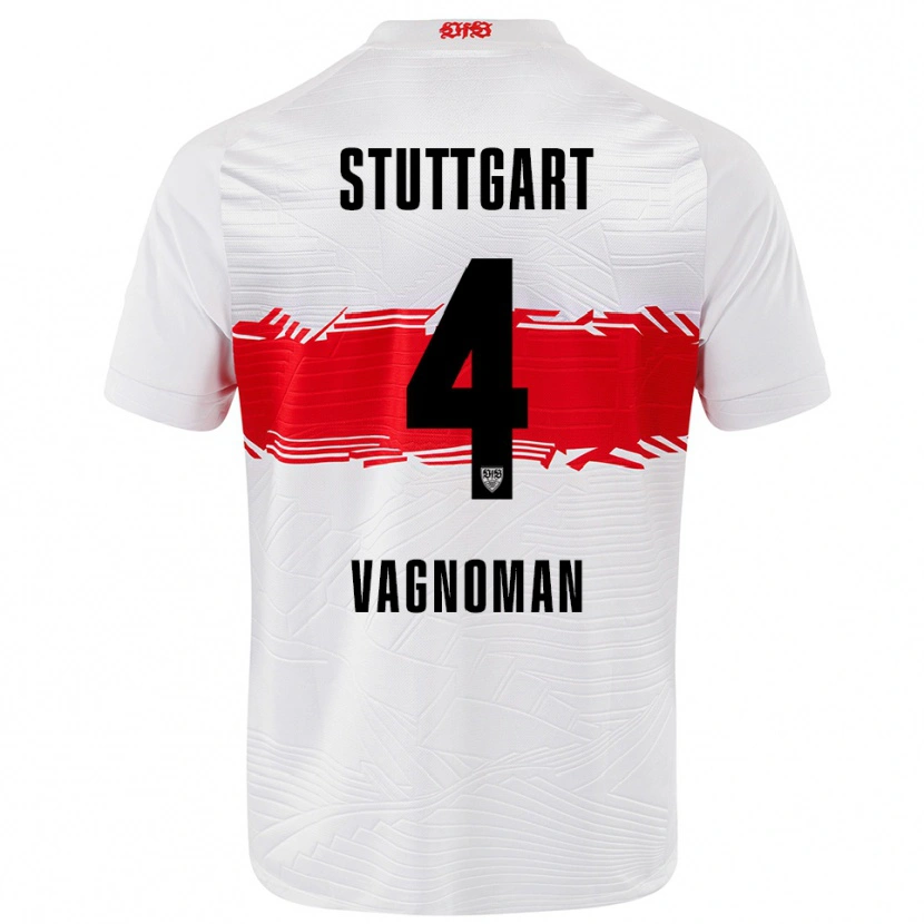 Danxen Kinderen Josha Vagnoman #4 Wit Rood Thuisshirt Thuistenue 2025/26 T-Shirt