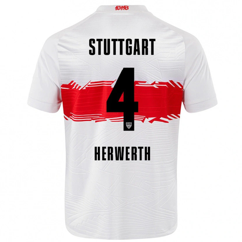 Danxen Kinderen Maximilian Herwerth #4 Wit Rood Thuisshirt Thuistenue 2025/26 T-Shirt