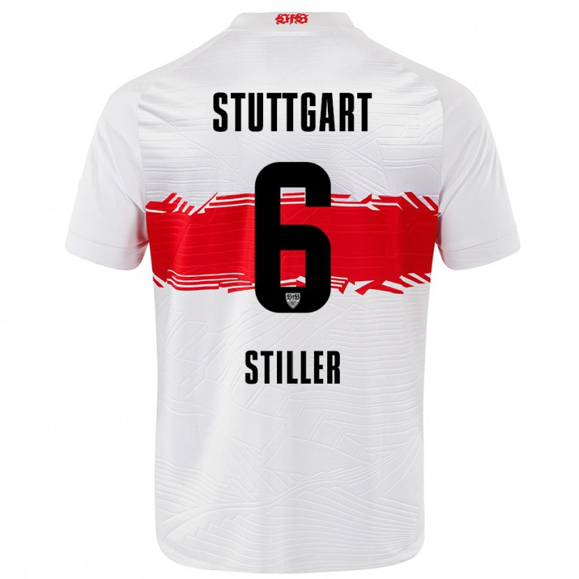 Danxen Kinderen Angelo Stiller #6 Wit Rood Thuisshirt Thuistenue 2025/26 T-Shirt