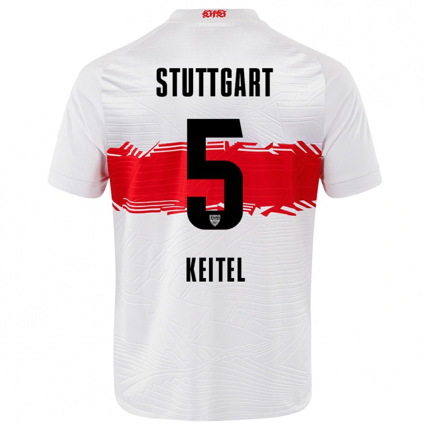 Danxen Kinderen Yannik Keitel #5 Wit Rood Thuisshirt Thuistenue 2025/26 T-Shirt