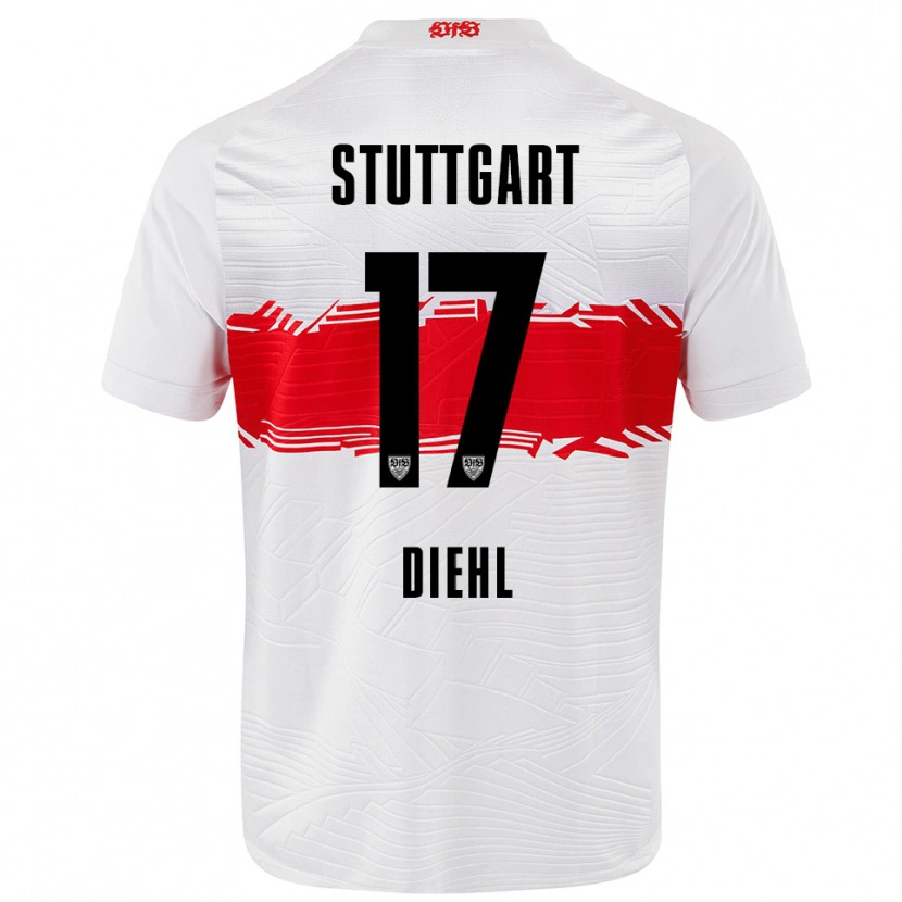 Danxen Kinderen Justin Diehl #17 Wit Rood Thuisshirt Thuistenue 2025/26 T-Shirt