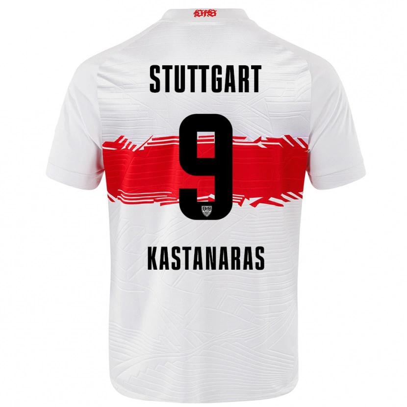Danxen Kinderen Thomas Kastanaras #9 Wit Rood Thuisshirt Thuistenue 2025/26 T-Shirt