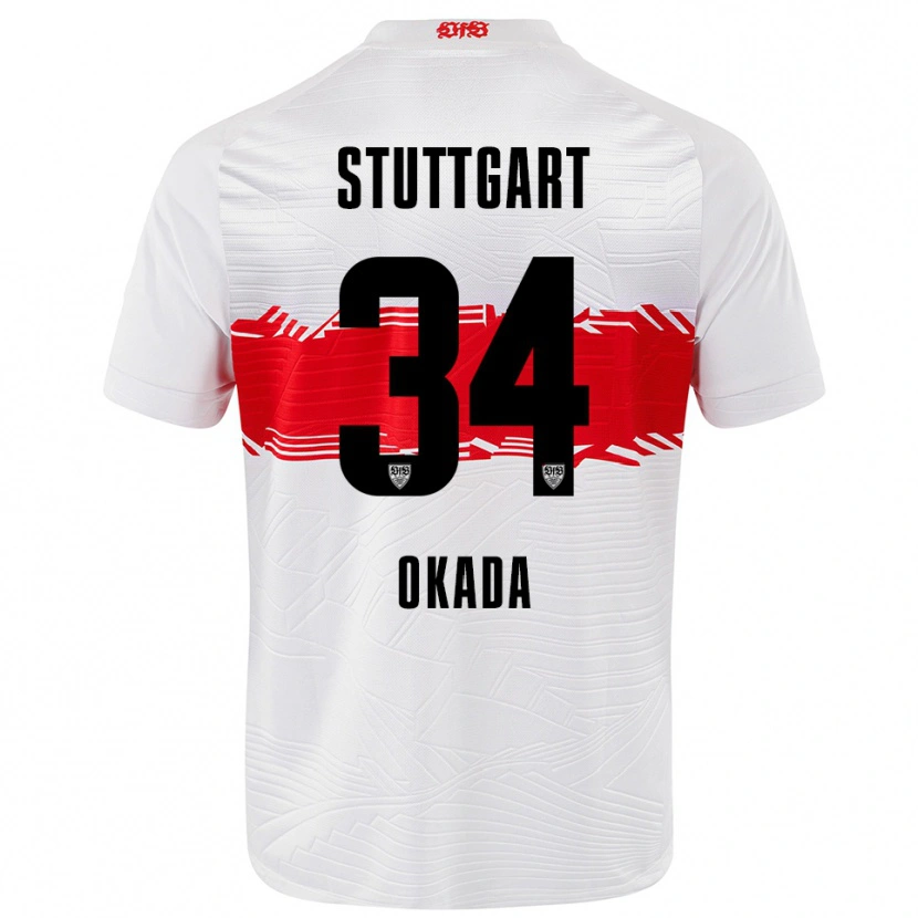 Danxen Kinderen Rei Okada #34 Wit Rood Thuisshirt Thuistenue 2025/26 T-Shirt