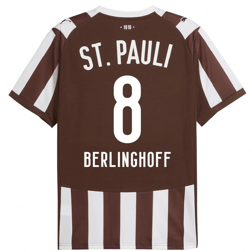 Danxen Kinderen Marlene Berlinghoff #8 Koffie Wit Thuisshirt Thuistenue 2025/26 T-Shirt