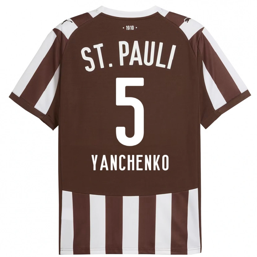 Danxen Kinderen Alla Yanchenko #5 Koffie Wit Thuisshirt Thuistenue 2025/26 T-Shirt