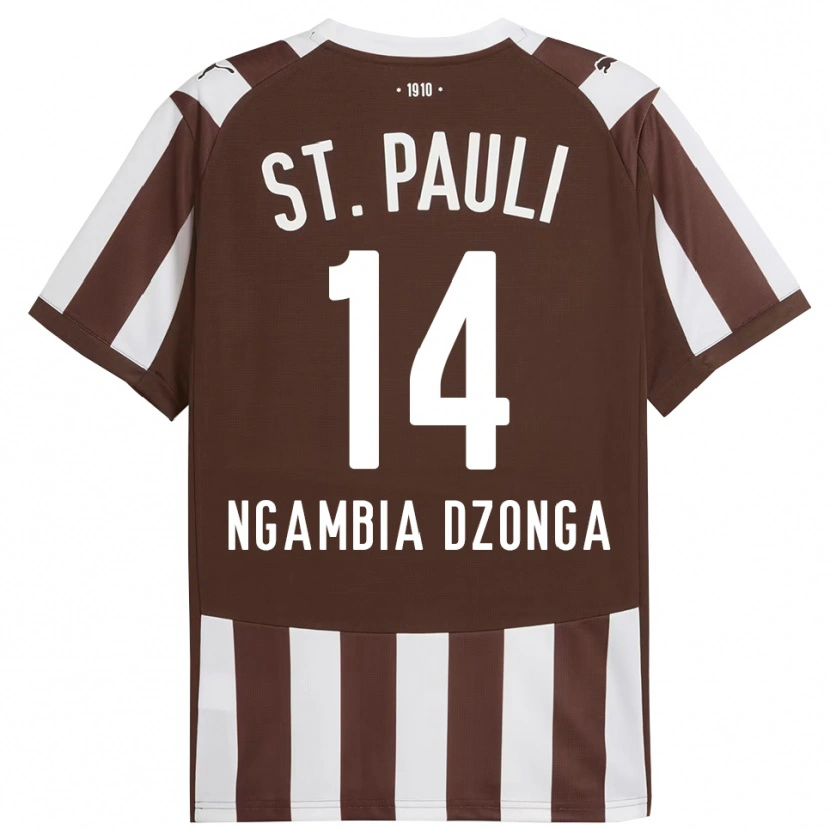Danxen Kinderen Sisco Ngambia Dzonga #14 Koffie Wit Thuisshirt Thuistenue 2025/26 T-Shirt